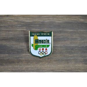 Mazola Corn Oil Pinback USA Olympics Official Sponsor Vintage Enamel